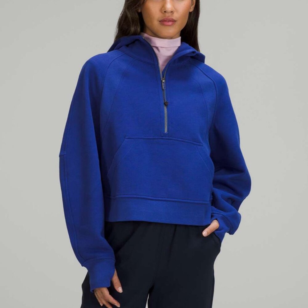 Scuba Oversized Half-Zip Hoodie XS S blue